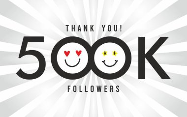 500 bin takipçi kutlaması. Şablon bayrağını selamlayan 500.000 takipçiye teşekkür ederim. 500.000 kişilik sosyal arkadaş ve takipçi pankartı. Aboneleri ve takipçilerini kutla.