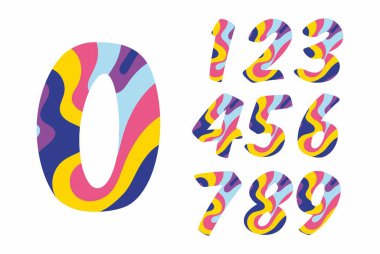 Renkli kaydırma basit sayı simgesi. 0 'dan 9' a. Sayı düğmesi vektör çizimi.