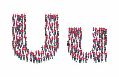 A large group of people inside the letter U clipart