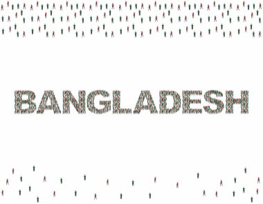 Bangladeş bayrak renginde büyük bir grup insanın görüntüsü.
