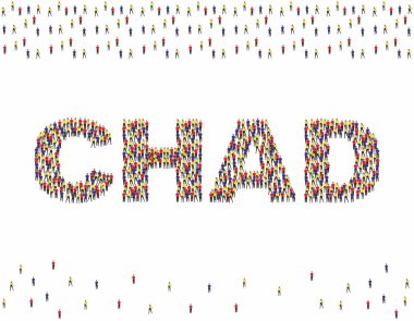 Çad bayrağı renginde büyük bir insan grubunun resmi