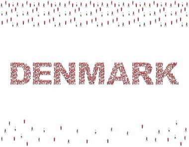 Danimarka bayrağı renginde büyük bir insan grubunun resmi