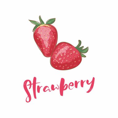 Çilek Logosu. Çilek vektör grafikleri. Çilek illüstrasyon simgesi