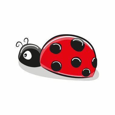 Uğur böceği beyaz, vektör illüstrasyonunda izole edildi