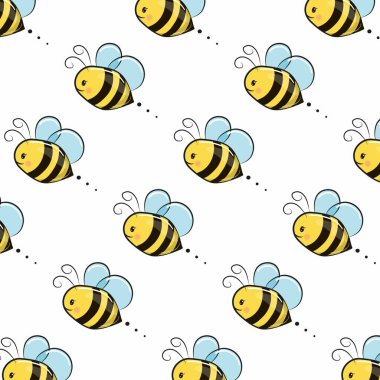 Şirin kawaii buzz bee pürüzsüz arkaplan vektörü