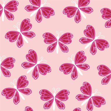 Pembe kelebekler ile Seamless modeli. Vektör çizim.