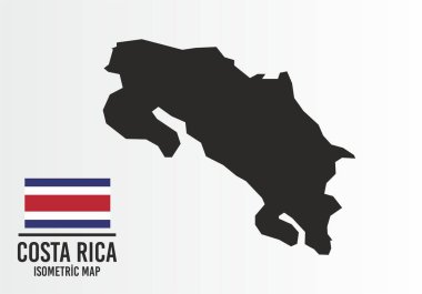 Costa Rca bayrağı ve harita vektörü