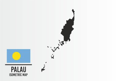 Palau bayrağı ve harita vektörü.