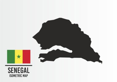 Senegal bayrağı ve harita vektörü.