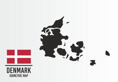 Danimarka bayrağı ve harita vektörü.