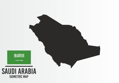 Saud Araba bayrağı ve harita vektörü