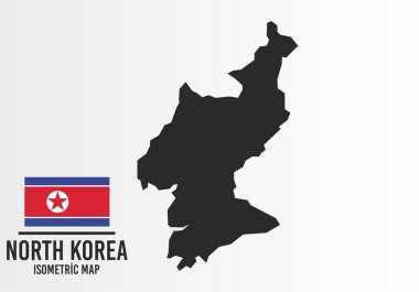 Kuzey Kore bayrağı ve harita vektörü