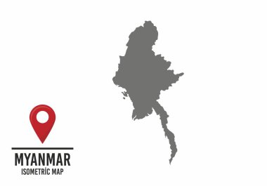 Myanmar vektör haritası çizimi, işaretli ülke haritası. vektör illüstrasyonu.