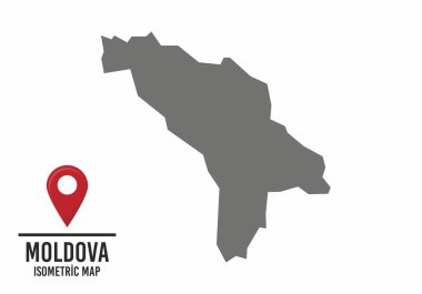 Moldova vektör haritası çizimi, işaretli ülke haritası. vektör illüstrasyonu.