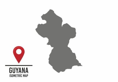 Guyana vektör haritası çizimi, işaretli ülke haritası. vektör illüstrasyonu.