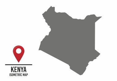 Kenya vektör haritası çizimi, işaretli ülke haritası. vektör illüstrasyonu.