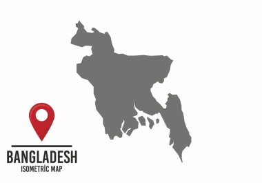 Bangladeş vektör haritası çizimi, işaretli ülke haritası. vektör illüstrasyonu.