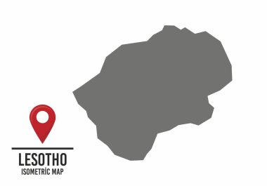 Lesotho vektör haritası çizimi, işaretli ülke haritası. vektör illüstrasyonu.