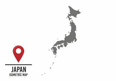 Japon vektör haritası çizimi, işaretli ülke haritası. vektör illüstrasyonu.