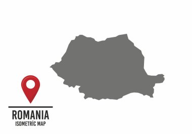 Romana vektör haritası çizimi, işaretli ülke haritası. vektör illüstrasyonu.