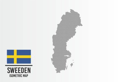 Sweeden bayrağı ve harita vektörü