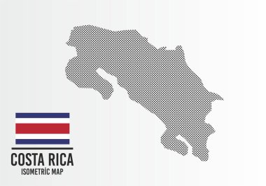 Costa Rca bayrağı ve harita vektörü