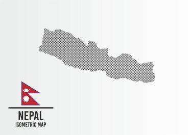 Nepal bayrağı ve harita vektörü