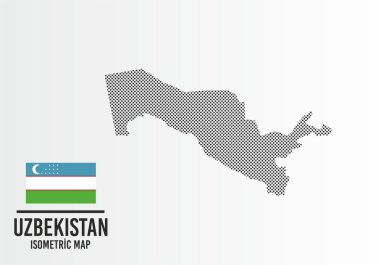 Özbekistan bayrağı ve harita vektörü