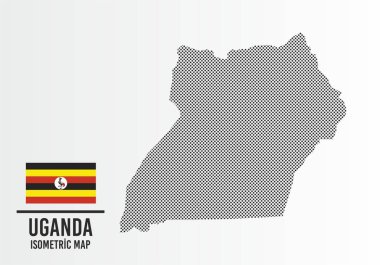 Uganda bayrağı ve harita vektörü