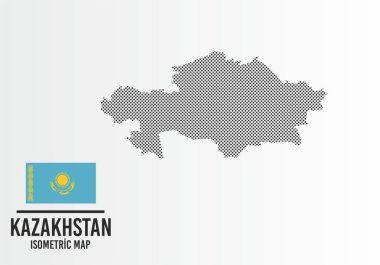 Kazakistan bayrağı ve harita vektörü