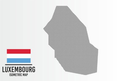Lüksemburg bayrağı ve harita vektörü