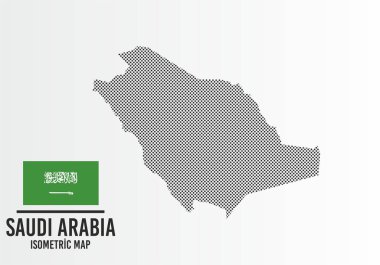 Saud Araba bayrağı ve harita vektörü