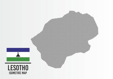 Lesotho bayrağı ve harita vektörü