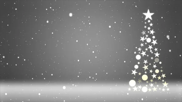 Χριστουγεννιάτικο Δέντρο Και Χρωματιστό Φόντο Νιφάδες Χιονιού Που Πέφτουν — Φωτογραφία Αρχείου