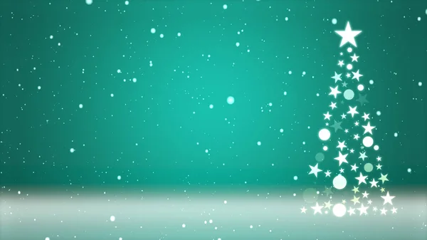 Árbol Navidad Fondo Color Con Copos Nieve Que Caen —  Fotos de Stock