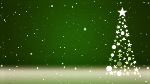 Árvore Natal Fundo Colorido Com Flocos Neve Caindo — Fotografia de Stock