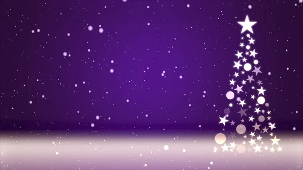 Albero Natale Sfondo Colorato Con Fiocchi Neve Che Cadono — Foto Stock