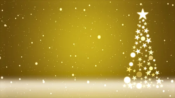 Weihnachtsbaum Und Farbiger Hintergrund Mit Fallenden Schneeflocken — Stockfoto