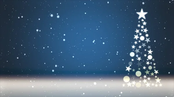 Julgran Och Färgad Bakgrund Med Fallande Snöflingor — Stockfoto