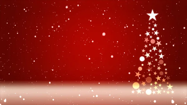 Christmas Tree Colored Background Falling Snowflakes Stock Photo