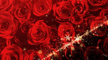 Kar kristali ve pırıl pırıl pırıl pırıl gül arka planda