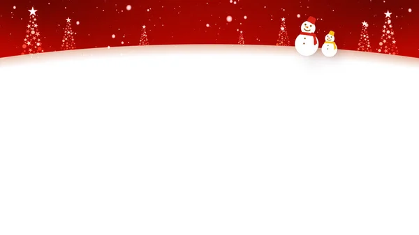 Snowmen Walk Falling Snow Telop Space Available — Stock Photo, Image