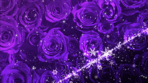 Crystal Snow Glitter Flutter Rose Background — Stock Photo, Image