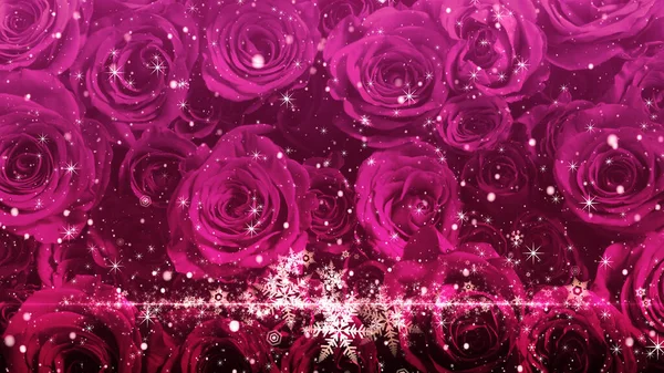 Kryształ Śniegu Brokatu Trzepotanie Różanym Tle — Zdjęcie stockowe