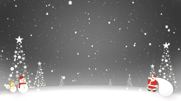 圣诞老人和雪人站在雪地里 — 图库照片#