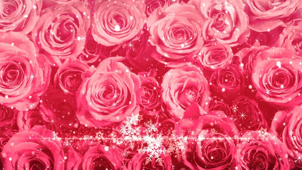 Crystal Snow Glitter Flutter Rose Background — Stock Photo, Image