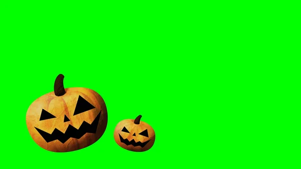 Glad Halloween Looping Bilder Stora Och Små Pumpor Chromakey Grön — Stockfoto