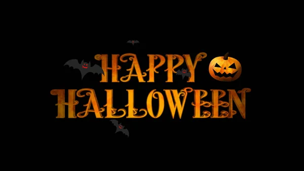 Feliz Halloween Logo Con Calabazas Murciélagos Sobre Fondo Color —  Fotos de Stock
