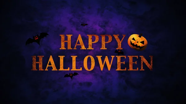 Счастливый Хэллоуин Логотип Петардами Летучими Мышами Цветном Фоне — стоковое фото