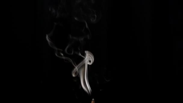 黒い背景に線香の煙が揺れる — ストック動画